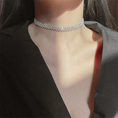 Geometric Collar Necklace Rhinestone Crystal Necklaces Women Girls Jewelries 1PC $8.17