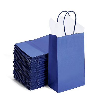 #ad DjinnGlory 100 Pack Small Navy Blue Paper Gift Bags with Handles Bulk 9x5.5x3... $38.52