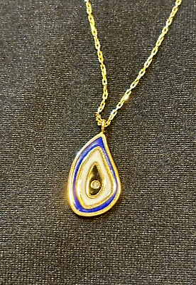 #ad 14k Evil Eye Enamel Pendant with Diamond Necklace $169.99
