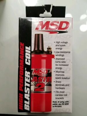 #ad MSD 8202 Ignition Coil Blaster 2 Canister Round Oil Filled Red 45000 V Ea $82.01