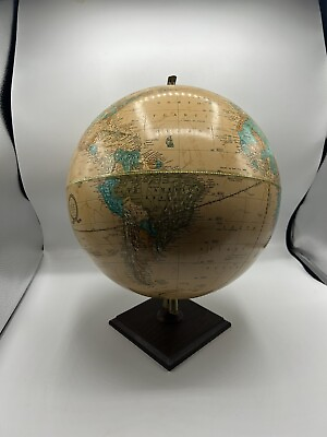 #ad George F Cram USA Classic 12quot; Terrestrial Earth World Globe Wood Base $49.99