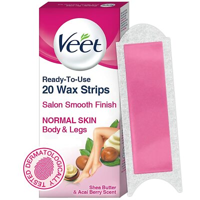 #ad Veet Full Body Waxing Strips Kit for Normal Skin 20 Strips Pack Of 1 $13.28