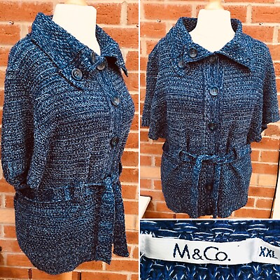 #ad Ladies Mamp;Co Size 16 18 Blue Cardigan Short Sleeve Soft Knit Holiday Excellent L6 GBP 14.50