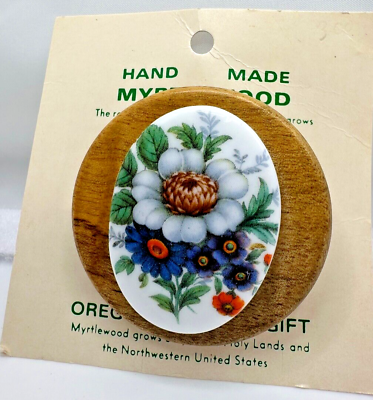 #ad Vintage Myrtlewood Brooch Oregon#x27;s Finest Gift Hand Made $11.04