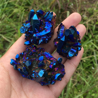 #ad #ad Natural Rainbow Aura Titanium Gemstone Quartz Crystal Cluster Specimens Healing $14.50