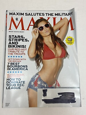 #ad Maxim Magazine May 2014 Military Salute Bourbons 1 5 Cover Sarah Dumont Bikinis $9.99