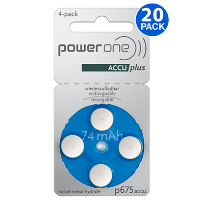 #ad Power One ACCU Size 675 Rechargeable Hearing Aid Battery 20 Count EXPIRED 2015 $12.96