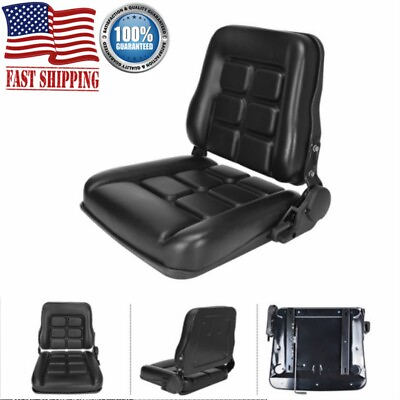 #ad Universal Forklift Tractor Seat PVC Leather Suspension Adjustable Backrest Slide $95.99