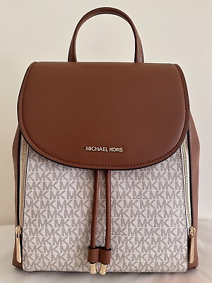 Michael Kors Phoebe Medium FLAP Drawstring Vanilla MK Travel School Backpack $109.98