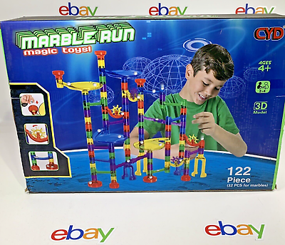 #ad MARBLE RUN U BUILD IT MARBLE RACE TRACK MAZE 122 PCS W 32 MARBLES SEALED BNIB $42.46