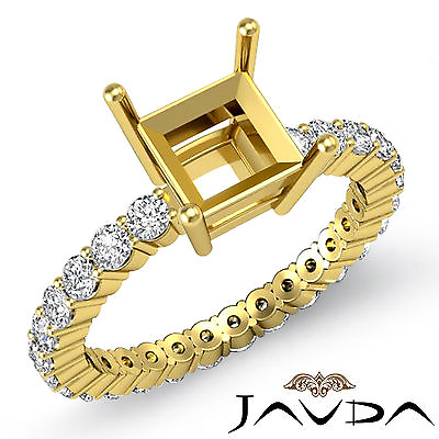 #ad Princess Diamond Engagement Eternity set Ring Semi Mount 18k Yellow Gold 0.8Ctw $1644.00