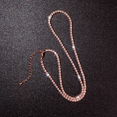 Simple 925 Silver FilledGold Necklaces Pendants Women Cubic Zirconia Jewelry C $4.09