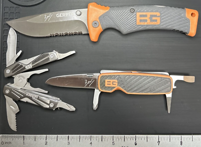 #ad Lot of 3 Bear Grylls Gerber Survival Series Folding Knife amp; Mini Tools Used $44.50