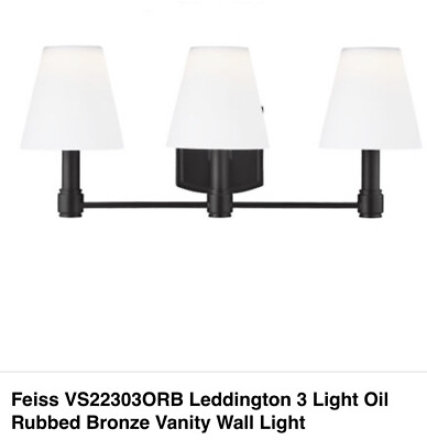 #ad Feiss Lighting VS22303ORB 3 Lt LED Oil Rub Bronze Vanity Wall Light NEW $49.99