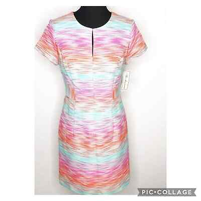 #ad Shoshanna white blue pink orange sheath dress size 6 NWT $75.00