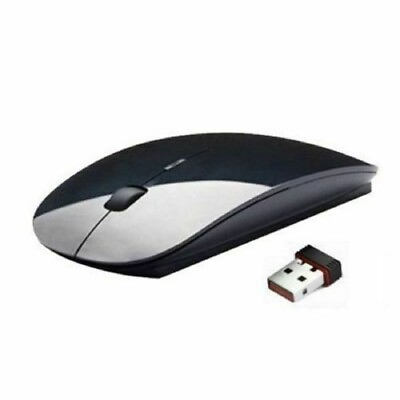 #ad 2.4GHz Optical Wireless Slim Mouse With Mini USB Receiver For Laptop PC black $6.99