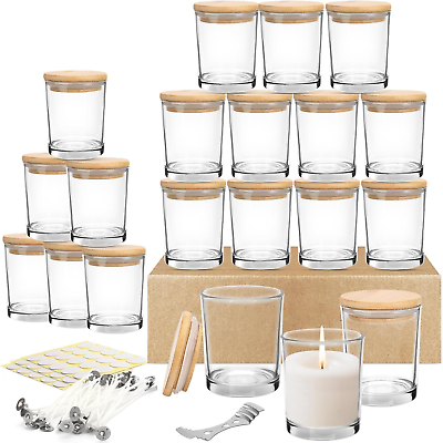 #ad 20 Pack 6 OZ Candle Jars for Making Candles Glass Candle Jars with Lid Clear E $46.22