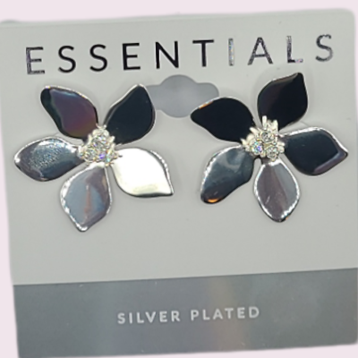 #ad Silver Earrings Flower Stud Post NEW $6.00