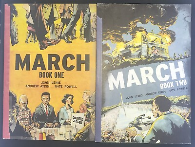 #ad March Book 1 amp; 2 Lot Graphic Novel John Lewis Andrew Aydin Nate Powell $22.77
