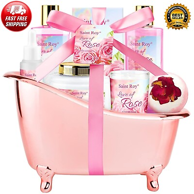 #ad Luxury Bath Set for Women Luxury Home Spa Kit Rose Bath Gift Basket 9Pcs $38.33
