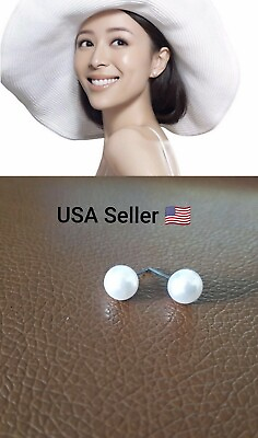 #ad New Fashion cute little 8mm simple imitation pearl Stud Earrings Jewelry White $2.99