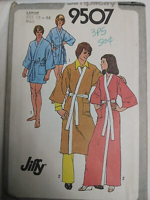 #ad Robe Kimono Bath Mens L 42 44 Simplicity 9507 Sewing Pattern Lounge Short Long $12.99