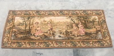#ad Vintage Tapestry Stunning French Tapestry Pictorial Tapestry Home Decor 2x5ft $200.00