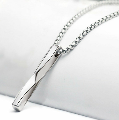 #ad Stainless Steel Silver Bar Pendant Necklace Sweater Chain Men#x27;s Jewelry Gift Hot $9.83