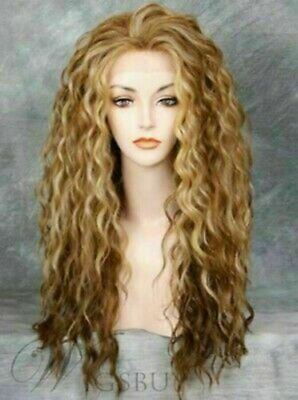 100% Real hair New Beautiful Women#x27;s Long Brown Mix Blonde Wavy Human Hair Wigs $42.91