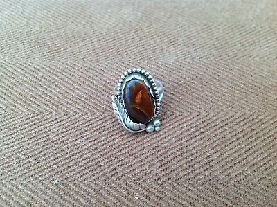 #ad Sterling Silver with Brown Quartz Ring Size 7.5 $30.00