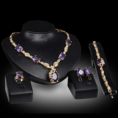 #ad Luxury Crystal Bride Jewelry Set Rhinestone Wedding Dress Banquet Zircon Chain $11.06