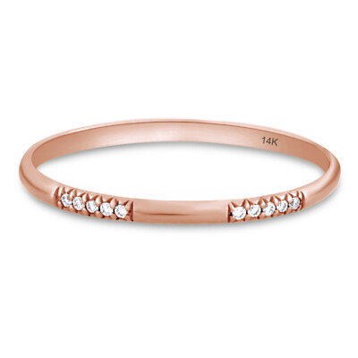 #ad 0.04 Ct 10 Diamond Stackable Ring For Womens in 14K Solid Rose Gold $285.38