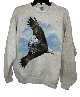 #ad Vintage 90s Bald American Eagle Flying Crewneck Sweatshirt Size XL Men’s $29.99