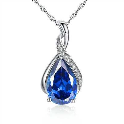 #ad #ad Sterling Silver Simulated Blue Sapphire September Birthstone Necklace Gift Women $39.50