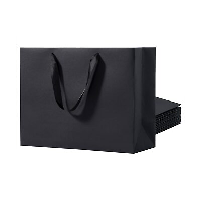 #ad Large Black Gift Bag with Handles 12pcs 13#x27;#x27;×5#x27;#x27;×10#x27;#x27; Black Shopping Bags Reu... $33.28