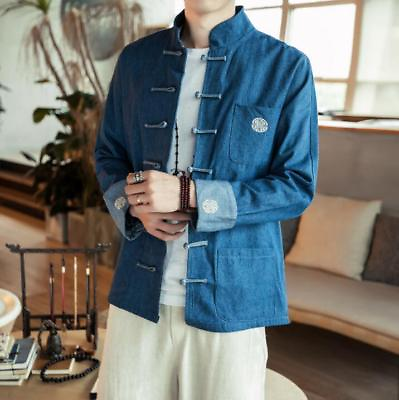 #ad Men Stand Collar Chinese Style Jacket Button Embroidery Casual Coats Retro New $52.73