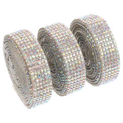#ad 3 Rolls Costume Trim Glitter Diamond Ribbons Bling Gift Wrapping Accessories $10.64