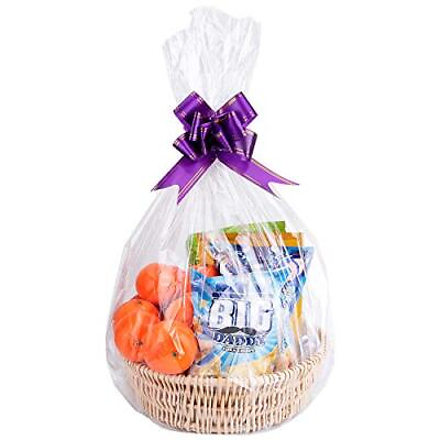 Clear Basket Bags 25 Pack Large Cellophane Wrap for Baskets and Gifts 18X30 In $14.78