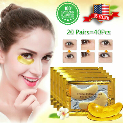 #ad 40 Pcs Gold Crystal Collagen Eye Mask Patch Wrinkle Anti Aging Dark Circle Pads $9.99