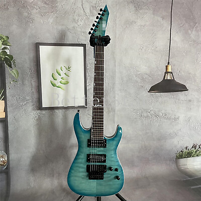 #ad 7 String Electric Guitar Blue Solid Body Rosewood Fretboard Floyd Rose Bridge $253.80