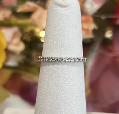 #ad 14k Prong Set Round Diamond Wedding Anniversary Stackable Band Ring .10ct $179.99