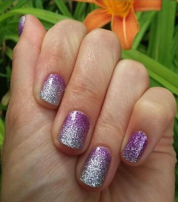 #ad Purple Silver Ombre Glitter 100% Real Nail Polish Strips Wraps $4.99
