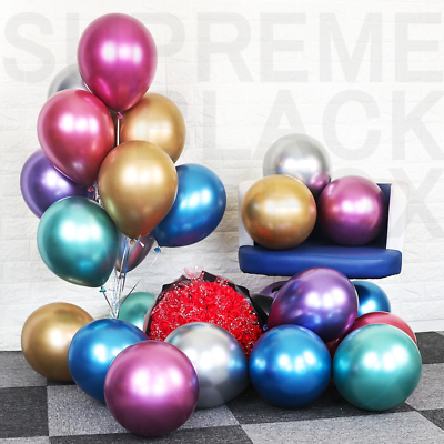 #ad Metallic Balloons Metal Chrome Shiny Latex Happy Birthday Wedding Party Games $18.99