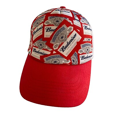 #ad Vintage Budweiser Bud all Over Snapback Truck Cap Hat Foam $9.80