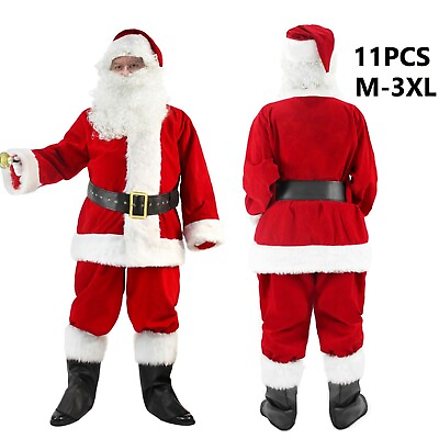 #ad Men#x27;s Deluxe Santa Suit 11PC. Christmas Adult Santa Claus Costume $39.64