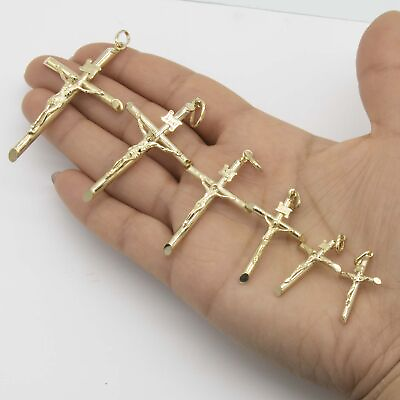 #ad INRI Jesus Crucifix Cross Pendant Real 10K Yellow Gold All Sizes $431.74