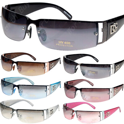 #ad DG Eyewear Rectangular Wrap Rimless Sunglasses Fashion Designer Shades Men Women $9.95