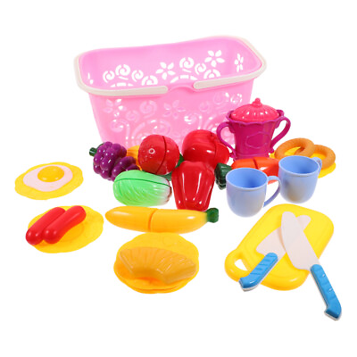 #ad 26 Pcs Play Kitchen Accessories Fruit and Vegetable Cutting Playset Toy $22.55