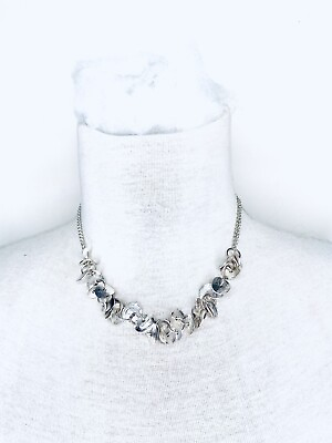 Chicos Silver Tone Medallion Charm Statement Pendant Necklace Chain Length 17” $14.00