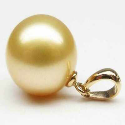 #ad Classic Natural 16mm golden round shell pearl 14k gold necklace Chain Energy C $4.23